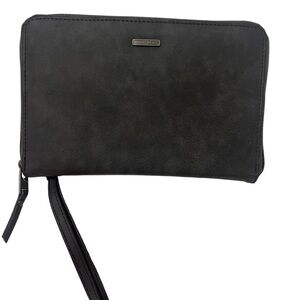 NWT! Roxy Back In Brooklyn Faux Leather Zip Wallet, Anthracite